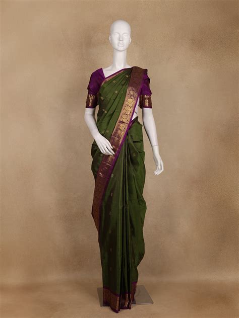 Green Butta Woven Design Pure Kanchipuram Silk Saree | Diadem