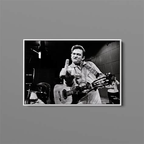 Johnny Cash Middle Finger Poster Framed