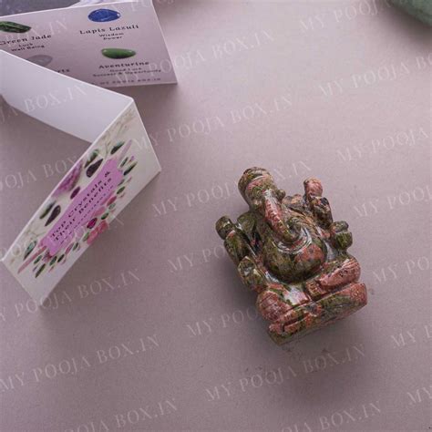 Buy Unakite Gemstone Ganesha Showpiece Online in India - Mypoojabox.in