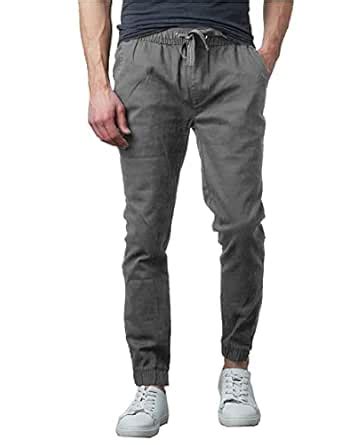 Buy Galaxy by Harvic Men's Basic Stretch Twill Joggers Dark Grey at Amazon.in