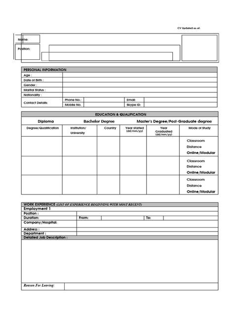 Image result for CV Sample PDF