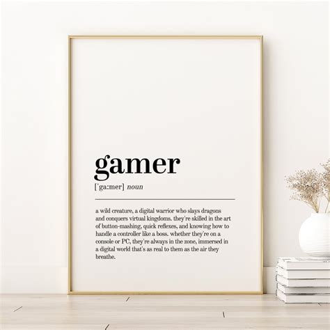 Gamer Definition Print, Gamer Printable Poster, Gamer Wall Prints ...