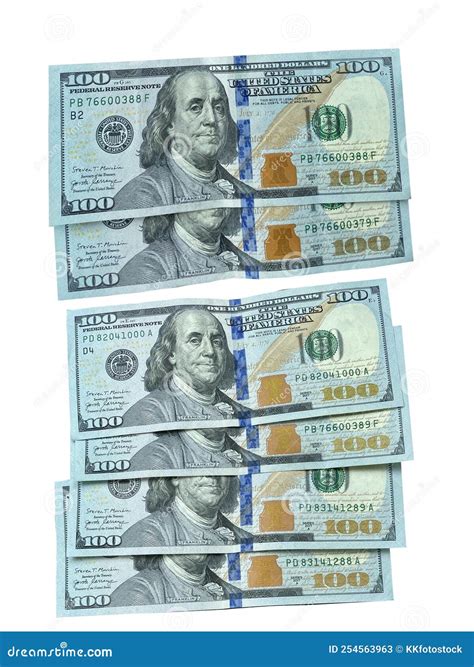 Six One Hundred Dollar Bills Isolated Stock Image - Image of dollars ...