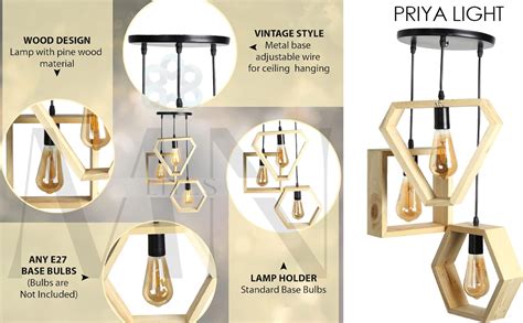 Buy PRIYA LIGHT Wooden Made 3 Different Design Hexagon, Square ...