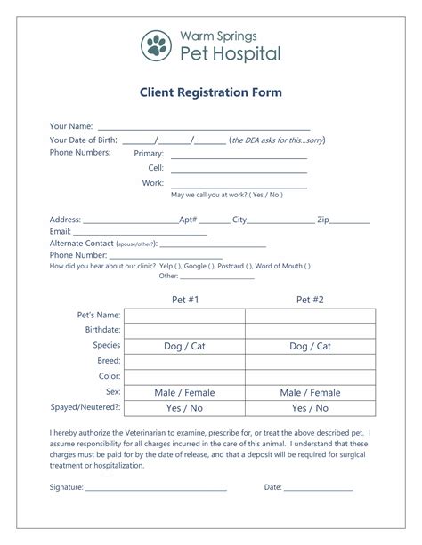 Printable Forms — Warm Springs Pet Hospital