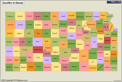 Kansas County Map - List of counties in Kansas - MapsiUS.com