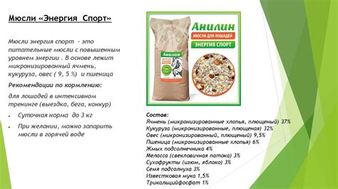 Мюсли для лошадей "Анилин" - презентация онлайн