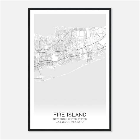 Fire Island New York Map Poster, Modern Home Decor Wall Art Print ...