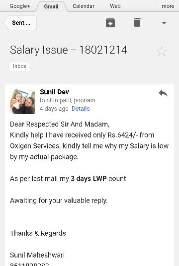 [Resolved] Oxigen Services India Pvt Ltd — salary not credited ...