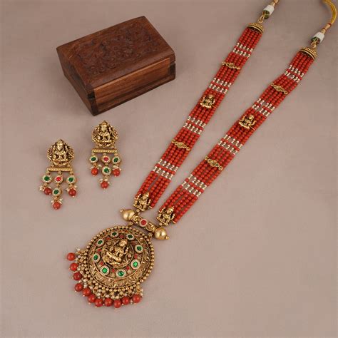 Gold Plated long necklace | Artificial long necklace for Women ...