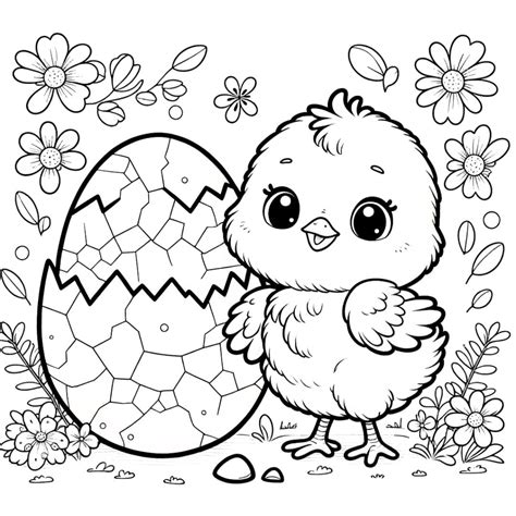 Lindo pollito de Pascua para colorear