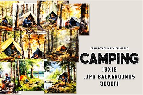 Watercolor Camping Outdoors Backgrounds Graphic by Designing with Marlo ...