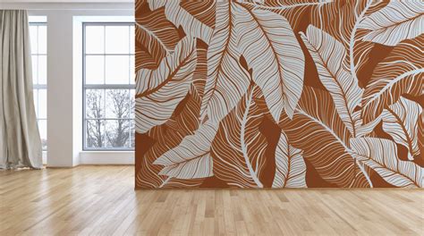 Brown White Leaves Tropical Wallpaper – Myindianthings