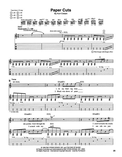 Paper Cuts by Nirvana - Guitar Tab - Guitar Instructor