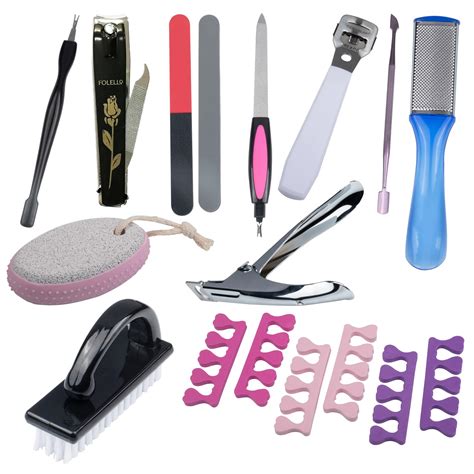 FOLELLO Manicure Pedicure Kit(11 Pieces)-Nail Clipper, Nail Tip Cutter ...