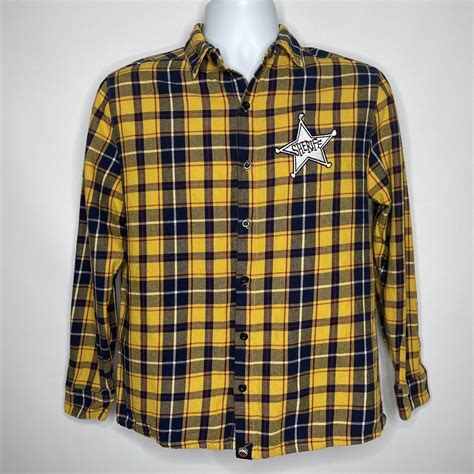 Disney Toy Story Woody's Roundup Yellow Blue Plaid Flannel Shirt | Grailed