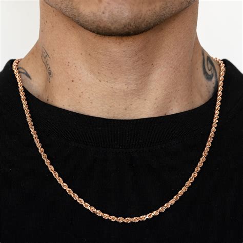 10k Rose Gold Solid Diamond Cut Rope Chain | LoveBling