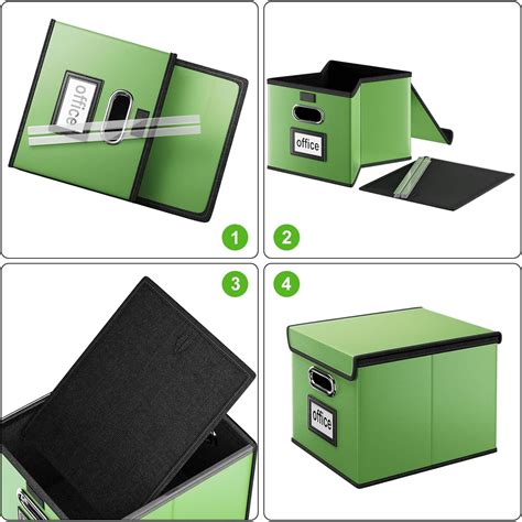 Upgraded File Organizer Box With Lid, Collapsible Faux Leather Hanging ...