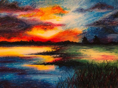 Oil Pastels Art Landscape Draw An Oil Pastels Landscape Inspired By