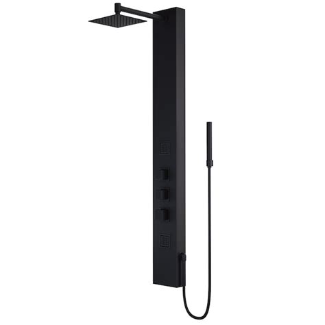 Rector Matte black 8-in Waterfall Shower Panel System with 3-way ...