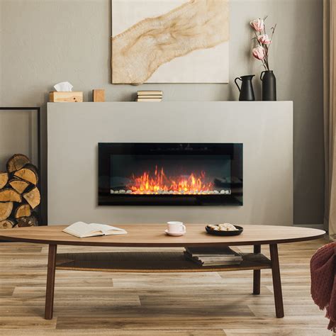 Symple Stuff 41.3" 1500W Electric Wall-Mounted Fireplace With Flame ...