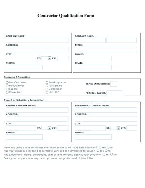 18 Printable contractor qualification form Templates - Fillable Samples ...