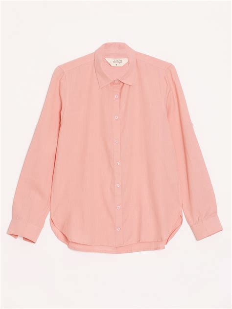 Women Peach Airy-Linen Shirt
