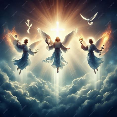 Angels are flying in the sky with the angels | Premium AI-generated image