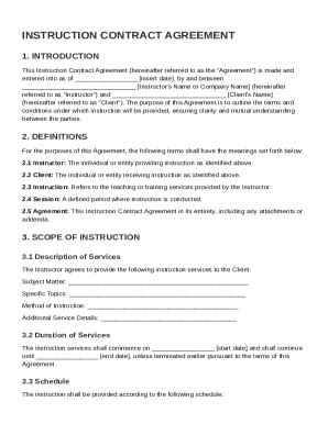 Instruction Contract Template Form - Fill Online, Printable, Fillable ...