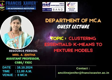 Guest lecture – “Clustering Essentials: K-means to Mixture Models ...