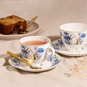 GOLDEN QUEEN'S Cups & Saucer Set for Special Moments Together | Set of ...