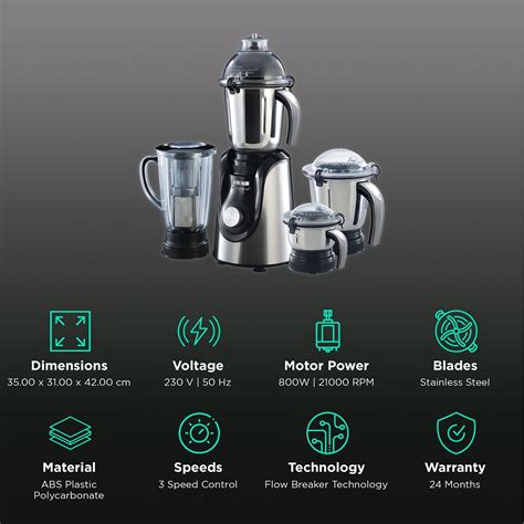 Buy Usha Maximus Plus 800 Watt 4 Jars Mixer Grinder (21000 RPM ...