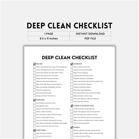 Deep Clean Checklist Printable: Your Ultimate Cleaning Companion! - Etsy