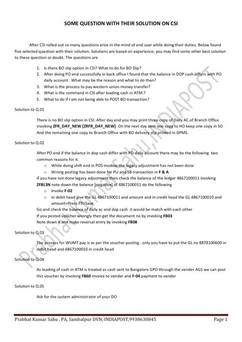Some questions with their solution related to CSI - Most Useful