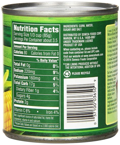 Candy Corn Nutrition Label