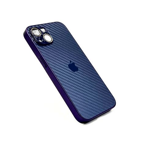 iPhone 14 Plus Cover : New Carbon Fiber Pattern AG Glass Case with Cam