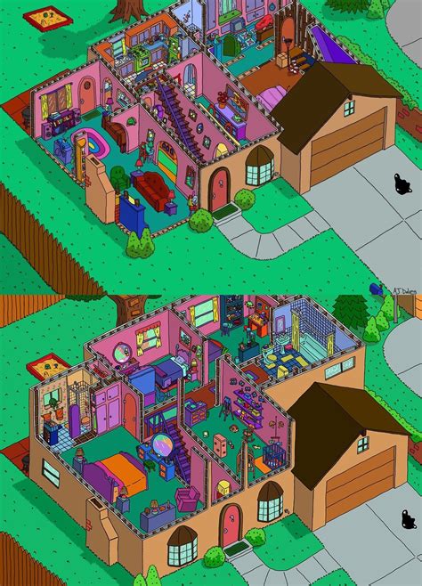 The complete Simpson house. | Симпсоны, Эскизы интерьерных дизайнов, Симс
