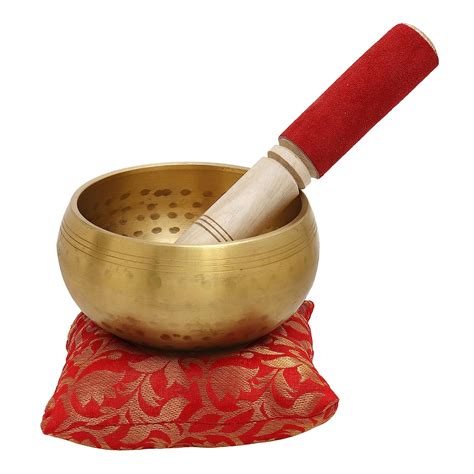 Pick End Now Brass Meditation Bowl with Stick And Cushion Tibetan ...