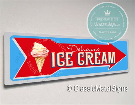 Classic Style Ice Cream Sign - Classic Metal Signs