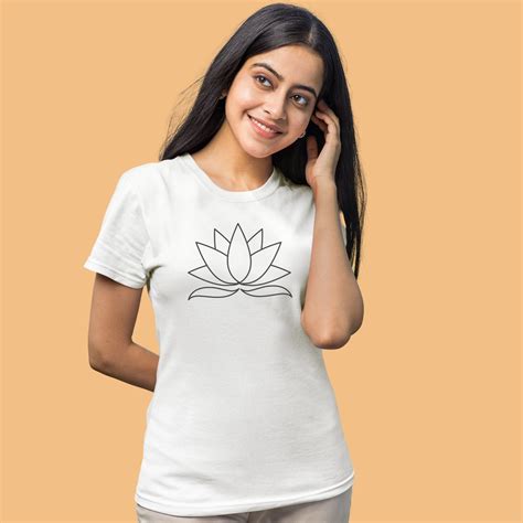Lotus Leaf Stroke Combed Cotton White Women Yoga T-shirt