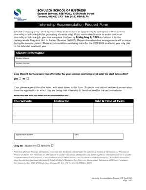 Fillable Online Internship Accommodation Request Form - Schulich School ...