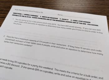 Image result for Multi-Step Equations Word Problems Examples