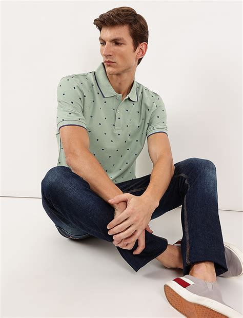 Buy Pure Cotton Printed Polo Collar Polo Tshirt at Marks & Spencer