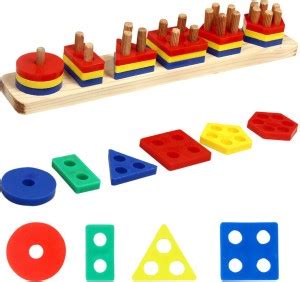 TechHark Wooden+Plastic Early Educational PuzzlesToys,Shape Color ...