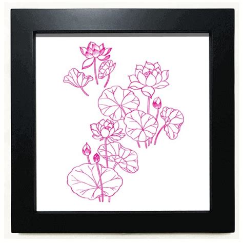 no/no Lotus Lotus Flower Flower Black Square Frame Picture Wall ...