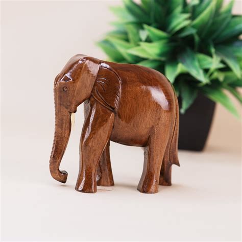 Buy Wooden Elephant Tabletop Showpiece – Sowpeace