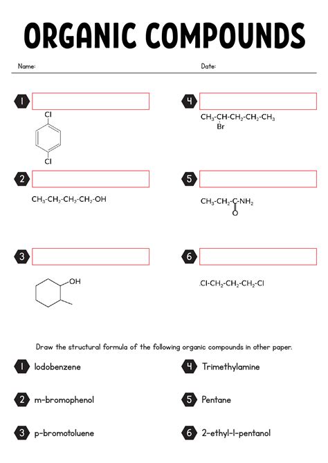 Organic Chemistry Naming Exercises - Worksheets Printable Free