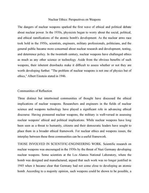 Nuclear Ethics - Lecture notes 1 - Nuclear Ethics: Perspectives on ...