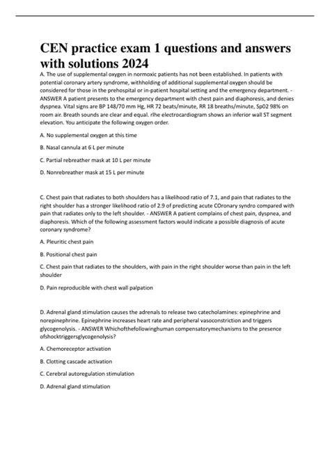 CEN practice exam 1 questions and answers with solutions 2024 - Cen ...