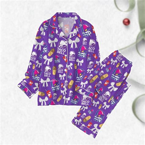 Taco Bell Pajamas Set, Fast Food Mexican Holiday Pajamas, Taco Bell 90s ...